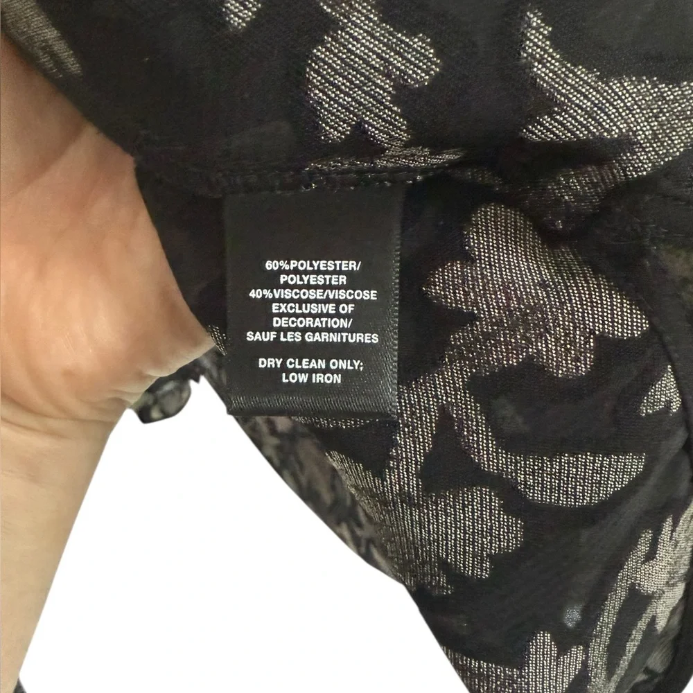 Lafayette 148 New York Brayden Long Sleeve Black Floral Button Down, Size XL - Picture 5 of 8